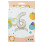 Шар (32''/81 см) Цифра на подставке, 6, Белый песок, 1 шт. в уп., 27516