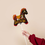 Шар (11''/28 см) Мини-фигура, Лошадка Золотая роспись, 1 шт., 943142