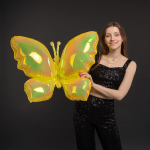 Шар (38''/97 см) Фигура, Бабочка (надув воздухом), Желтый, Хамелеон, 1 шт. в уп., 24983