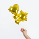 Шар с клапаном (5''/13 см) Микро-сердце, Золото, Металлик, 1 шт., 27226