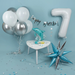 Шар 3D (21''/53 см) Фигура на подставке, Дельфин, 1 шт. в уп., 24004