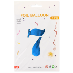 Шар (40''/102 см) Цифра, 7, Синий, Металлик, 1 шт. в уп., 26267
