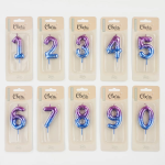 Свеча Цифра, 9 Сияющий космос, на шпажке, Градиент, 6 + 3 см, 1 шт. с держат., 802909