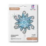 Шар (32''/81 см) Фигура, Снежинка, Серебро, Голография, 1 шт. в уп., 85103H-P