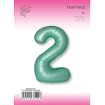 Шар (40''/102 см) Цифра, 2 Slim, Тиффани, Сатин, 1 шт. в уп., B901912STU