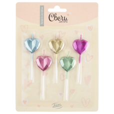 Набор свечей Сердце, Алмазные грани, Ассорти, Металлик, 6 см, 5 шт. с держат., 629251M