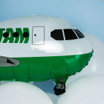 Шар (31''/79 см) Фигура, Самолет, Пассажирский лайнер, Зеленый, 1 шт., 24860