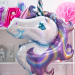 Шар (46''/117 см) Фигура, Голова, Нежный Единорог, Сиреневый, 1 шт., 15236