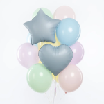 Шар (18''/46 см) Сердце, Голубой, Сатин, 1 шт., 27181