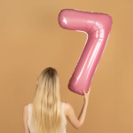Шар (40''/102 см) Цифра, 7, Розовый, Матовый, 1 шт. в уп., 24107