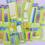 Свечи Яркий глиттер, Ассорти, с блестками, 0,55*14,5 см, 8 шт. с держат., 627099