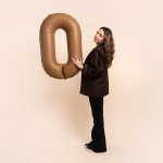 Шар (40''/102 см) Цифра, 0 Slim, Шоколад, Матовый, 1 шт., 901910MCH