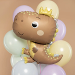 Шар (31''/79 см) Фигура, Динозаврик в короне, Бежевый, Сатин, 1 шт. в уп., 26653P