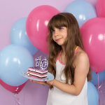 Свеча Цифра, 0 Пузырьки, на шпажке, Сиреневый, Металлик, 4*5,5 + 4 см, 1 шт. с держат., 5580