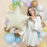 Шар (30''/76 см) Звезда, Кремовый, Сатин, 1 шт. в уп., 27497