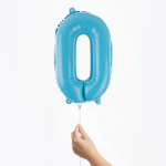 Шар с клапаном (16''/41 см) Мини-цифра, 0, Голубой, Матовый, 1 шт., 23400
