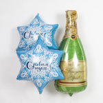 Шар (37''/94 см) Фигура, Бутылка Шампанское, С Праздником!, Голография, 1 шт., 13342