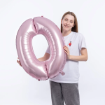 Шар (34''/86 см) Цифра, 0 Slim, Светло-розовый, 1 шт. в уп., 130010