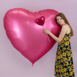 Шар (68''/173 см) Сердце, Ярко-розовый, Сатин, 1 шт. в уп., 24041