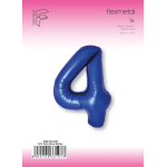 Шар (40''/102 см) Цифра, 4 Slim, Синий хром, Металлик, 1 шт. в уп., B901914AR