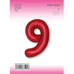 Шар (40''/102 см) Цифра, 9 Slim, Красный, Металлик, 1 шт. в уп., B901919R