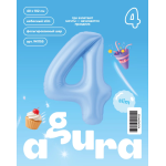 Шар (40''/102 см) Цифра, 4 Slim, Небесный, 1 шт. в уп., 941155