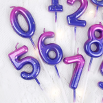 Свеча Цифра, 0 Сияющий космос, на шпажке, Градиент, 6 + 3 см, 1 шт. с держат., 802900