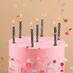 Свечи Полоски, Черный/Белый, 0,55*8 + 1 см, 12 шт. с держат., 630251