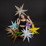 Шар 3D (26''/66 см) Звезда, Составная, Сиреневый, Хамелеон, 1 шт. в уп., 24915