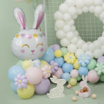 Шар (32''/81 см) Фигура, Цветочный Зайка, Белый, 1 шт., 23360