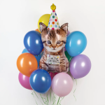 Шар (36''/91 см) Фигура, Котенок в колпаке, 1 шт. в уп., 25122-P