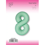 Шар (40''/102 см) Цифра, 8 Slim, Мятный, Матовый, 1 шт. в уп., B901918MM