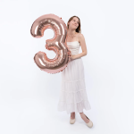 Шар (40''/102 см) Цифра, 3 Slim, Розовое Золото, Металлик, 1 шт. в уп., B901913RG