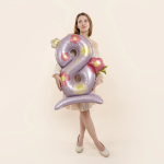 Шар (40''/102 см) Цифра на подставке, 8 Марта, Нежные цветы, 1 шт. в уп., R805
