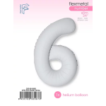 Шар (40''/102 см) Цифра, 6 Slim, Белый, Матовый, 1 шт. в уп., C901916MB