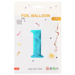 Шар (40''/102 см) Цифра, 1, Тиффани, Металлик, 1 шт. в уп., 24231