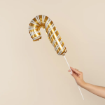 Шар с клапаном (17''/43 см) Мини-фигура, Леденец трость, Золото, 5 шт. в уп., 23159P5