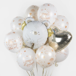 Шар (23''/58 см) Фигура, Мишка с золотыми крылышками, Сатин, 1 шт. в уп., 23791