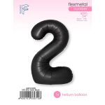Шар (40''/102 см) Цифра, 2 Slim, Черный, Сатин, 1 шт. в уп., C901912SN