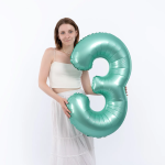 Шар (40''/102 см) Цифра, 3 Slim, Тиффани, Сатин, 1 шт. в уп., B901913STU