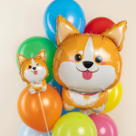 Шар с клапаном (15''/38 см) Мини-фигура, Корги, 5 шт. в уп., 26650