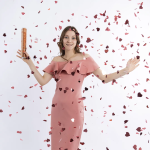 Пневмохлопушка (12/30 см), Волшебные сердечки, Сердца фольга, Розовое Золото, Металлик, 1 шт., 723002