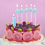 Свечи Звезда, на шпажках, Нежно-голубой, 3*3 + 12 см, 5 шт. с держат., 802953B