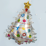 Шар (32''/81 см) Фигура, Новогодняя елка, Серебро, Голография, 1 шт., 19587