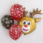 Шар (28''/71 см) Фигура, Голова, Веселый Олень, 1 шт., 901823