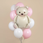 Шар (35''/89 см) Фигура, Мишка, Кремовый, Сатин, 1 шт., 27105