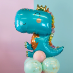 Шар (34''/86 см) Фигура, Динозаврик в короне, Голубой, 1 шт., 19904