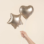 Шар с клапаном (10''/25 см) Мини-сердце, Белое золото, Сатин, 1 шт., 27611