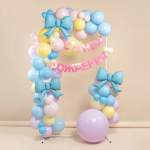 Шар с клапаном (21''/53 см) Фигура, Бант (надув воздухом), Голубой, Сатин, 5 шт. в уп. (цв.этик.), 27327S5