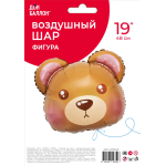 Шар (19''/48 см) Фигура, Голова, Милый мишка, 1 шт. в уп., 23704P
